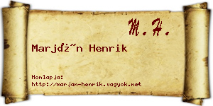 Marján Henrik névjegykártya